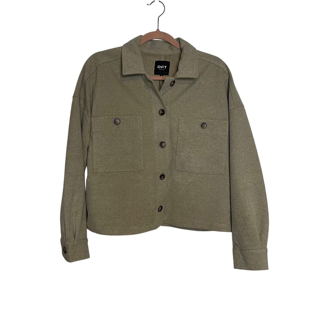 OAT New York Tan double pocket‎ cropped Shacket NWT Size Small